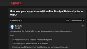 Manipal Online MBA Review