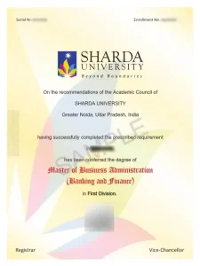 Sharda Online MBA Degree Sample