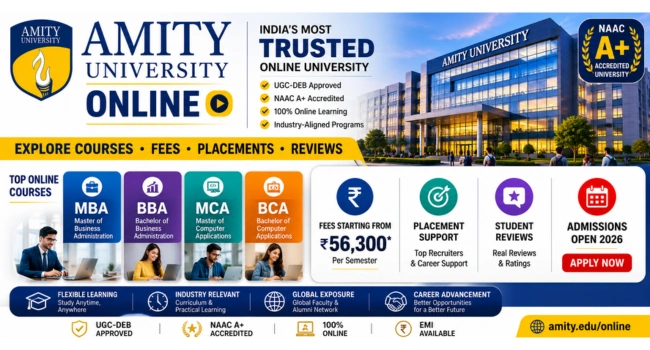Amity University Online Courses and Fees