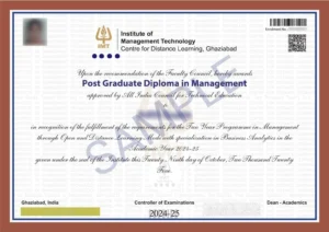 IMT Ghaziabad Online MBA Degree Certificate Sample