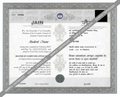 Jain Online MBA Degree Sample